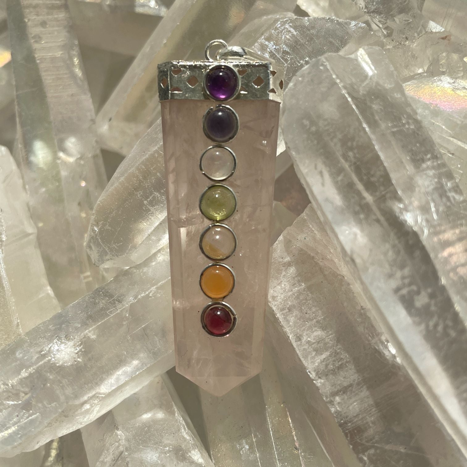 Flat Chakra Pendant - Rose Quartz Flat Chakra Pendant - Rose Quartz